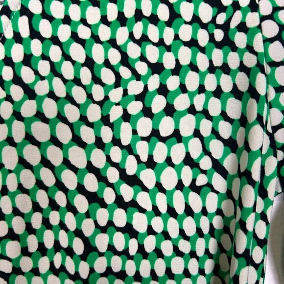 ROZ & ALI Green, white, and Black Geometric Print Faux Wrap Office Dress Size XS - Picture 9 of 10